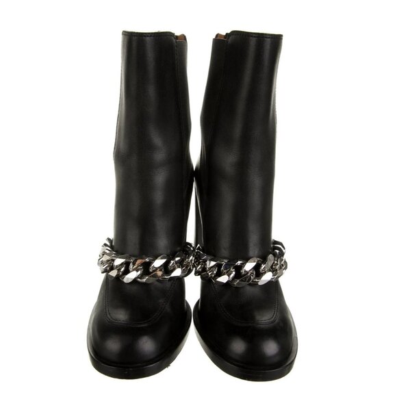 GIVENCHY Leather Chain-Link Accents Chelsea Boots Size: 7 | IT 37 - Picture 3 of 5